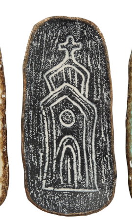 Cast Iron Dish with Church