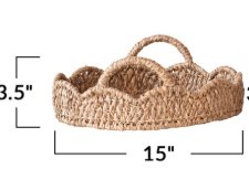 Decorative Braided Bankuan & Rattan Trays with Scalloped Edge and handles