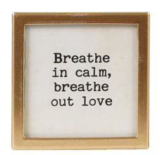 Metal & Glass Framed Magnet with Saying, Gold Finish, 12 Styles