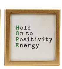 Metal & Glass Framed Magnet with Saying, Gold Finish, 12 Styles