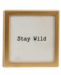 Metal & Glass Framed Magnet with Saying, Gold Finish, 12 Styles