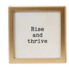 Metal & Glass Framed Magnet with Saying, Gold Finish, 12 Styles