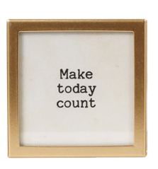 Metal & Glass Framed Magnet with Saying, Gold Finish, 12 Styles