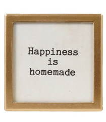 Metal & Glass Framed Magnet with Saying, Gold Finish, 12 Styles