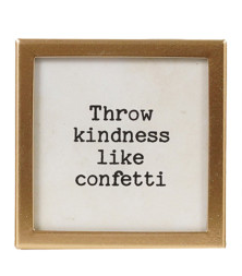 Metal & Glass Framed Magnet with Saying, Gold Finish, 12 Styles