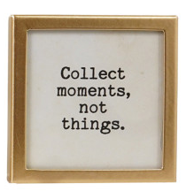 Metal & Glass Framed Magnet with Saying, Gold Finish, 12 Styles