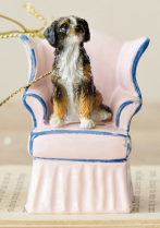 Resin Vintage Reproduction Dog in Chair Ornament, 4 Styles