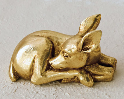 Resin Sleeping Animal, Gold Finish, 3 Styles