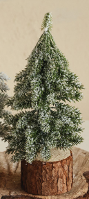Faux Evergreen Trees with Natural Wood Slice Bases