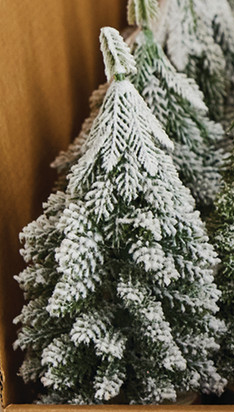 Faux Evergreen Trees with Natural Wood Slice Bases