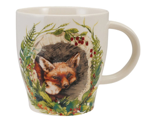 Stoneware Mug with Woodland Animal & Seasonal Botanicals, 4 Styles
