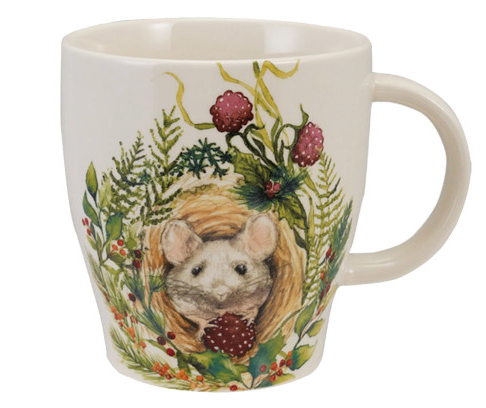 Stoneware Mug with Woodland Animal & Seasonal Botanicals, 4 Styles