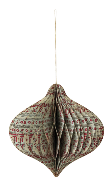 Handmade Recycled Printed Paper Folding Honeycomb Finial Ornament, 2 Styles