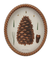 Twisted Framed Glass Wall Decor with Pinecone Image, 4 Styles