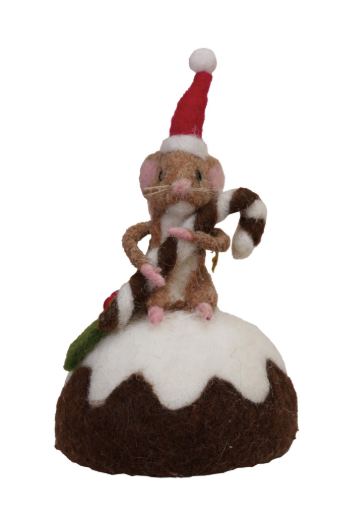 Handmade Wool Felt Mouse on Cake, 2 Styles