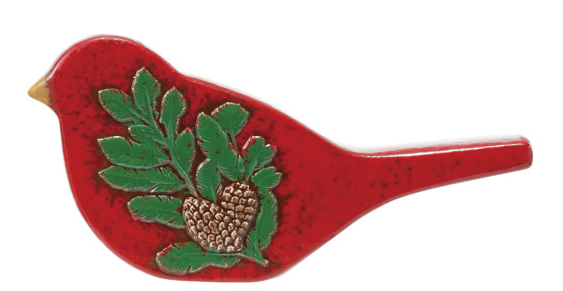 Hand-Painted Embossed Ceramic Bird with Botanical, 2 Styles (Each One Will Vary)