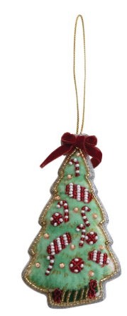 Handmade Beaded Fabric Christmas Tree Ornament, 4 Styles