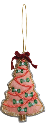 Handmade Beaded Fabric Christmas Tree Ornament, 4 Styles