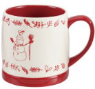 18 oz. Stoneware Mug with Holiday Design, White & Red, 4 Styles