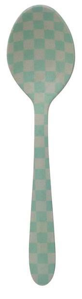 Enameled Stainless Steel Spoon with Check Pattern, 2 Colors