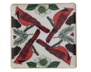 Enameled Metal Trays with botanicals and birds, 3 sizes and patterns
