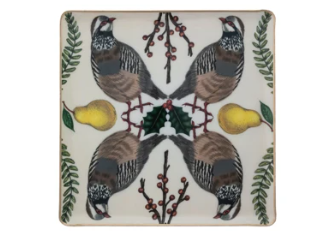 Enameled Metal Trays with botanicals and birds, 3 sizes and patterns