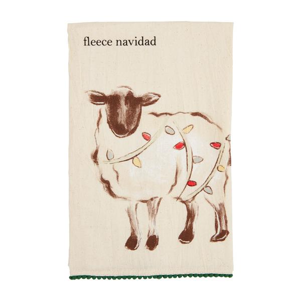 Sheep Christmas tea towel