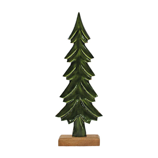 Small Wood and Green Enamel Tree