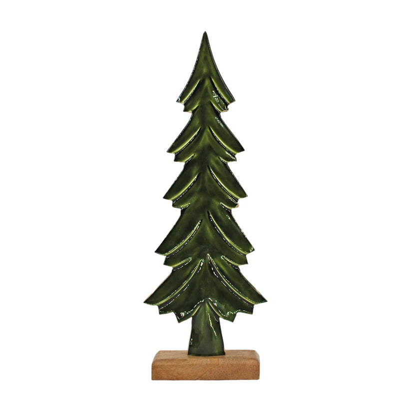 Small Wood and Green Enamel Tree
