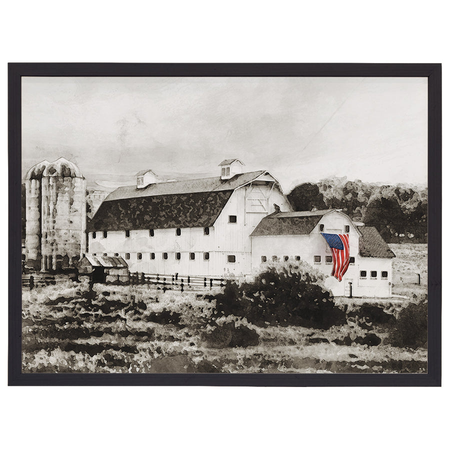 American Flag Black & White Barn Wall Decor