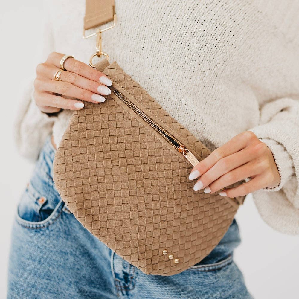 Suede Westlyn Woven Bum Bag: Suede Taupe