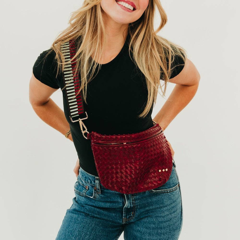 Westlyn Woven Bum Bag - TOP SELLER: Woven Checkered Coffee