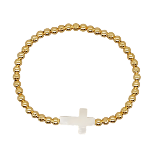 Sophia Large Pearl Cross Bracelet