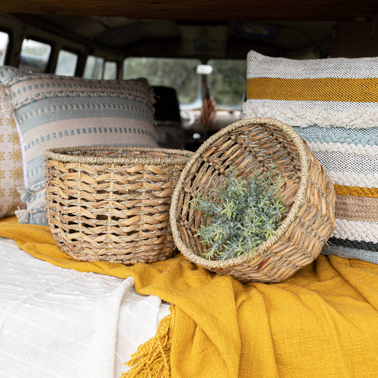 SALE - Nia Set 2 Hand Woven Baskets Water Hyacinth Seagrass