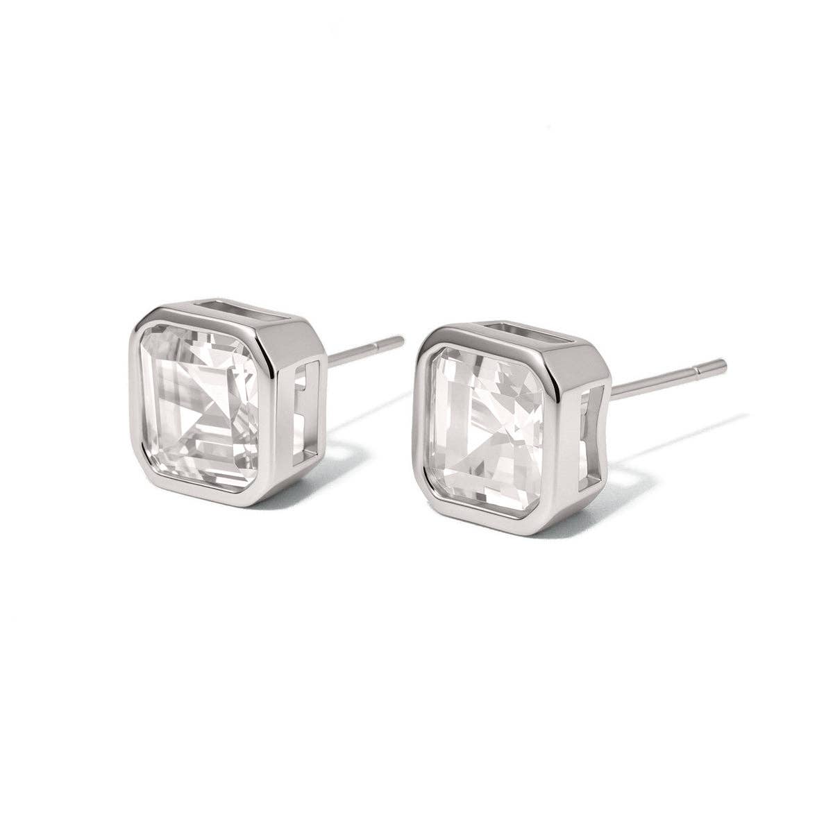 Bezel Diamond Stud Earrings - WATERPROOF: Gold