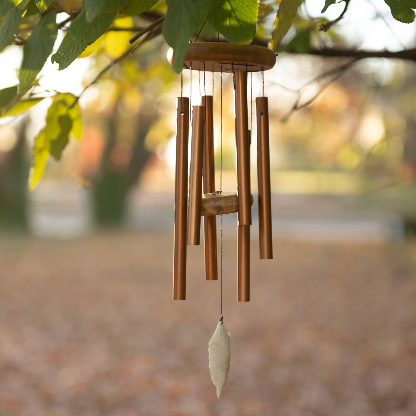 BRONZE WIND CHIME W/ LEAF