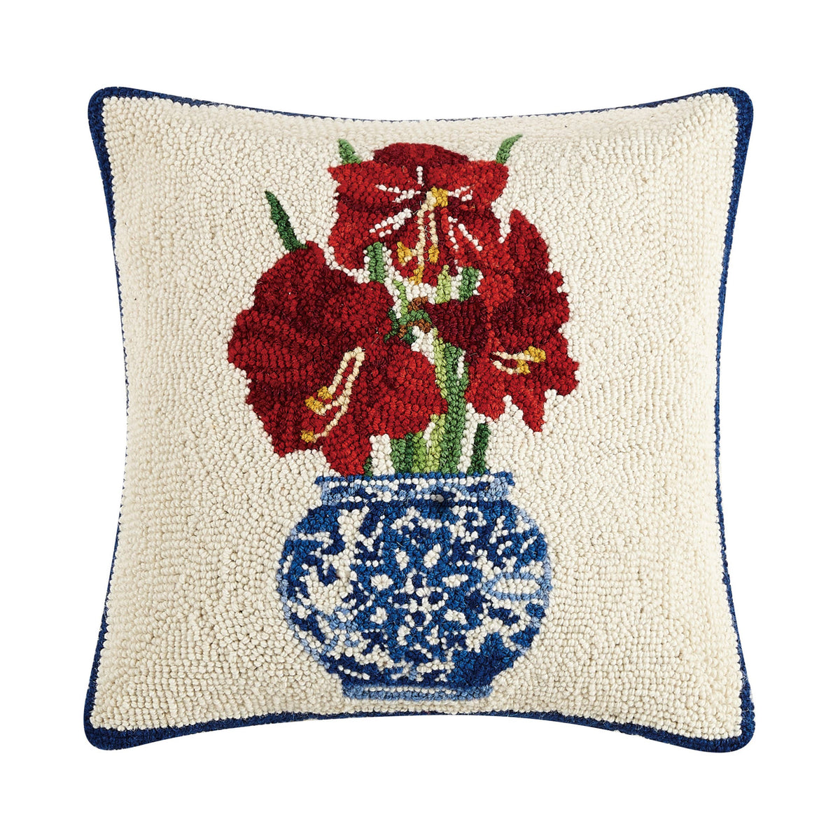 Holiday Chinoiserie Amaryllis Hook Pillow - Sally Eckman Roberts