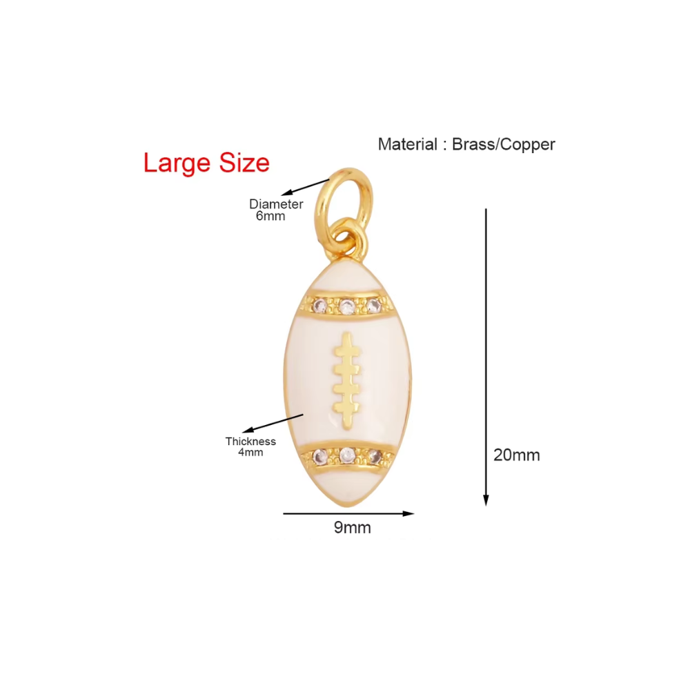 Game Day Football Charms - Gold Plated Enamel: Brown