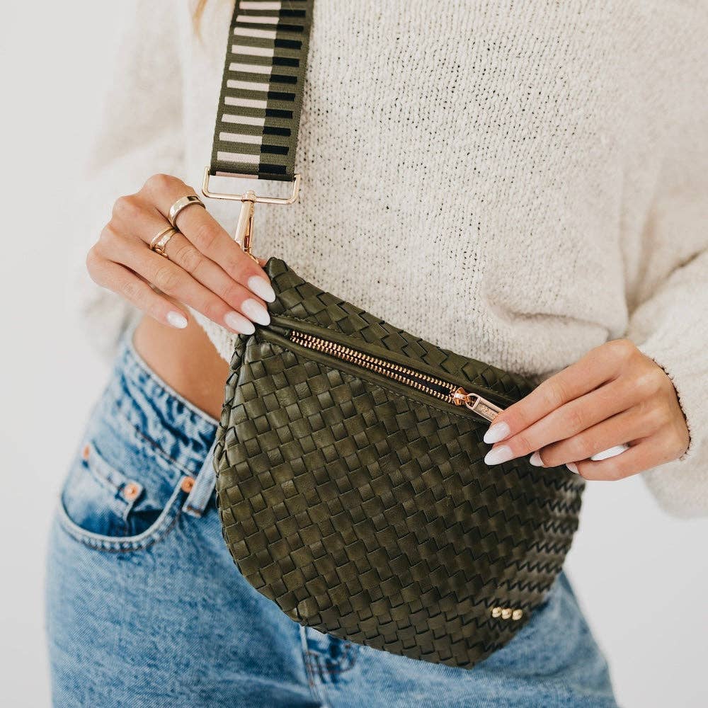 Westlyn Woven Bum Bag - TOP SELLER: Woven Checkered Coffee