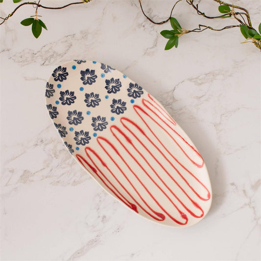 Americana Folk Art Platter Patriotic, USA