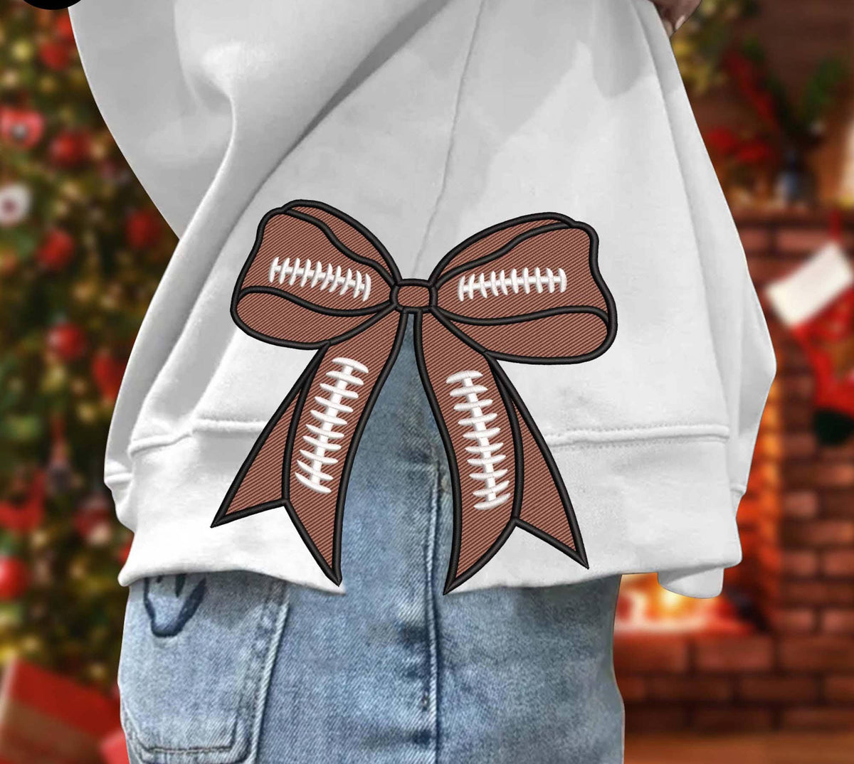 Embroidered Side Bow Sweatshirt: L