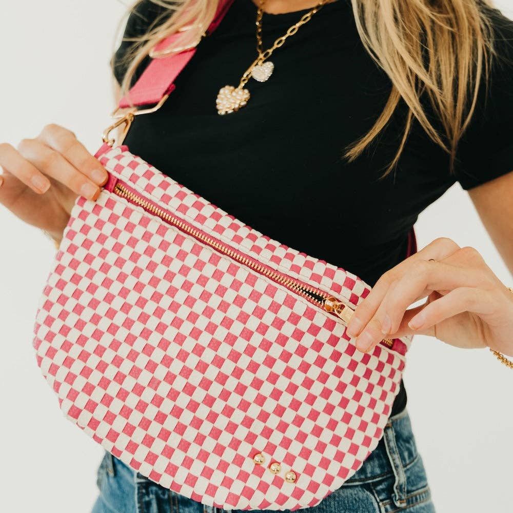 Westlyn Woven Bum Bag - TOP SELLER: Woven Checkered Coffee
