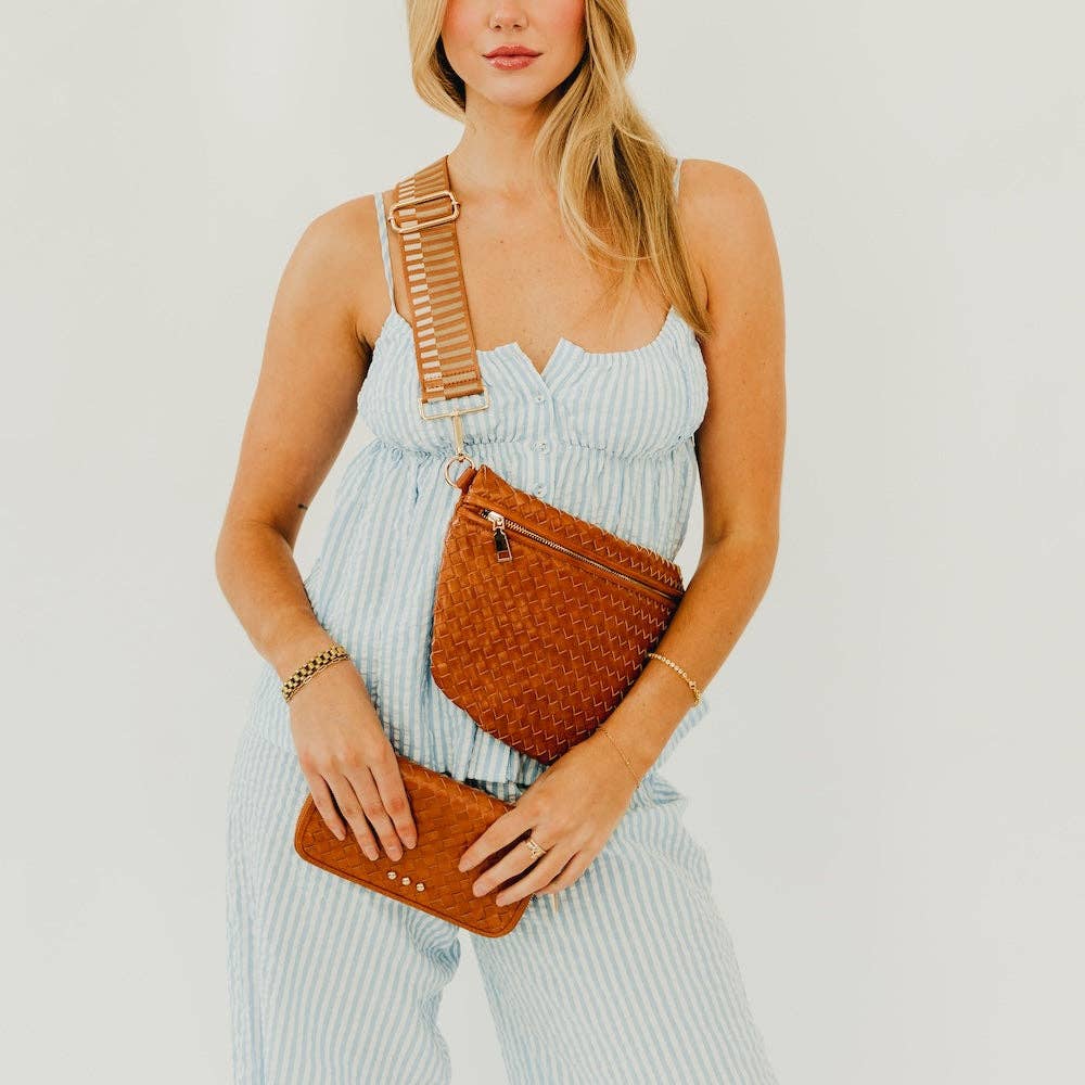 Westlyn Woven Bum Bag - TOP SELLER: Woven Checkered Coffee
