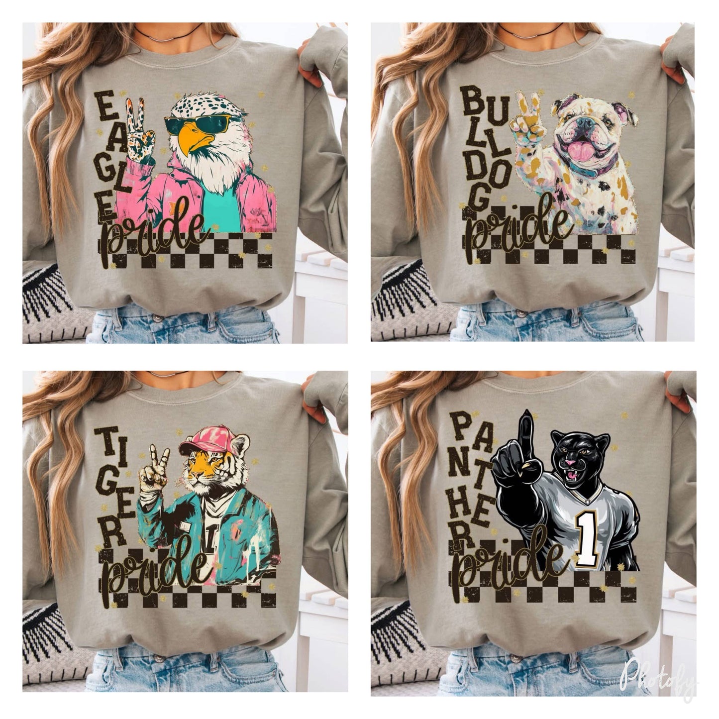 School Spirit Mascot Pride Sandstone LS CC T-Shirt : Tiger / Small