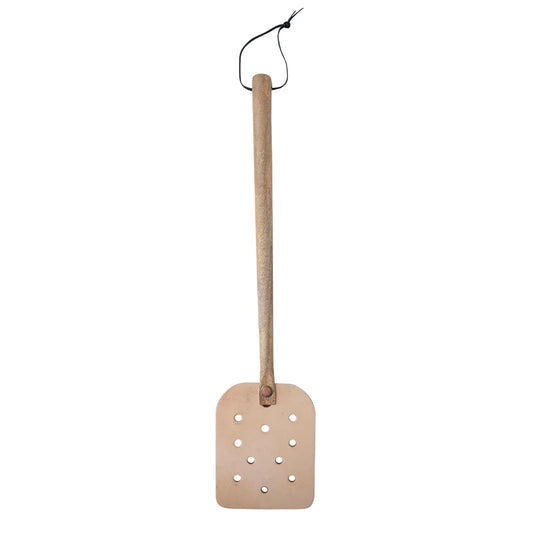Leather Fly Swatter w/ Mango Wood Handle & Tie