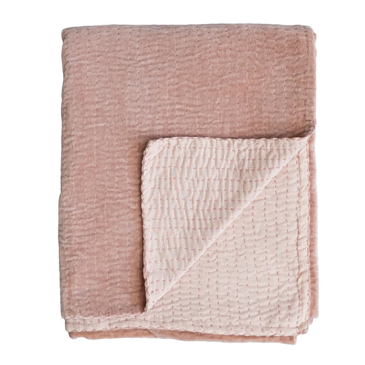Cotton Velvet Throw, Peach