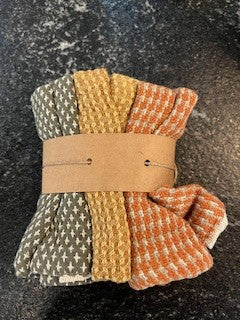 Cotton Dish Cloth Set of 3 in Fall Colors
