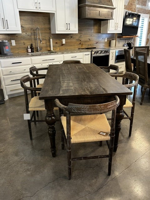 Brown Wash Rectangle Table with Wishbone Charis