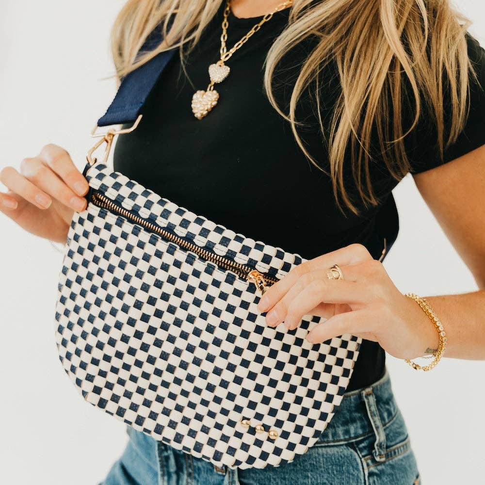 Westlyn Woven Bum Bag - TOP SELLER: Woven Checkered Coffee