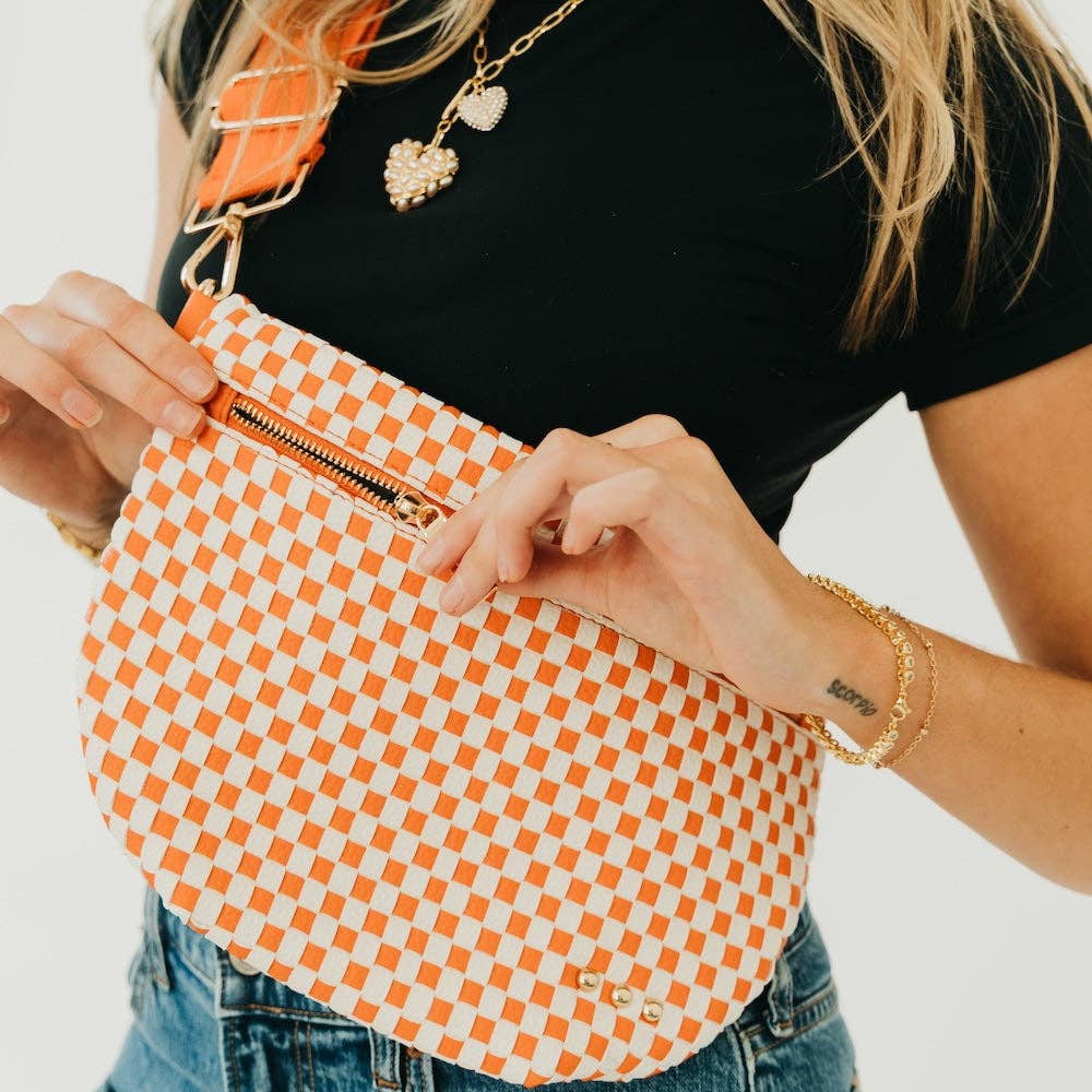 Westlyn Woven Bum Bag - TOP SELLER: Woven Checkered Coffee